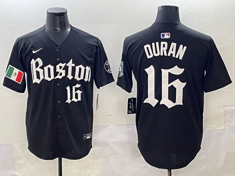 Men 2025 Boston Red Sox 16 Duran Black Five generations Joint Name Nike MLB Jersey style 13